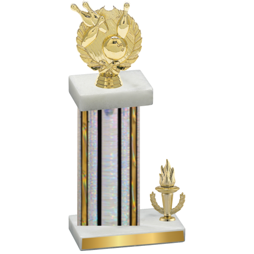 Accented Single Silver Glacier Victory Bowling Trophy