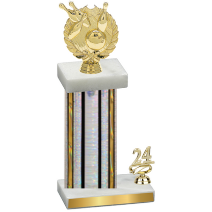 Accented Single Silver Glacier Year Bowling Trophy