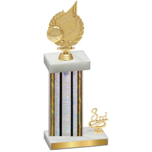 Accented Single Silver Glacier Third Place Volleyball Trophy