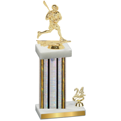 Accented Single Silver Glacier Year Lacrosse Trophy