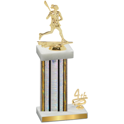 Accented Single Silver Glacier Fourth Place Lacrosse Trophy