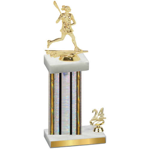Accented Single Silver Glacier Year Lacrosse Trophy