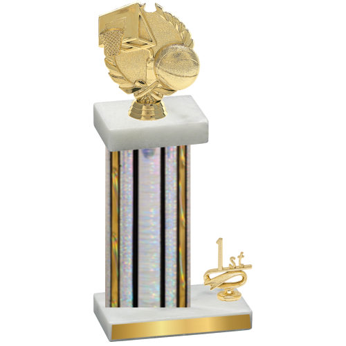 Accented Single Silver Glacier First Place Basketball Trophy