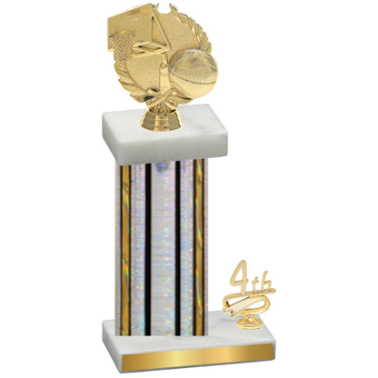 Accented Single Silver Glacier Fourth Place Basketball Trophy