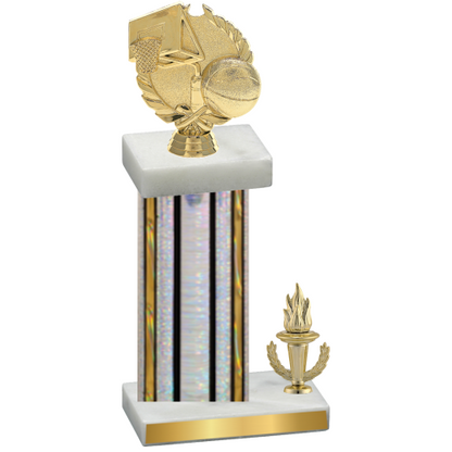 Accented Single Silver Glacier Victory Basketball Trophy