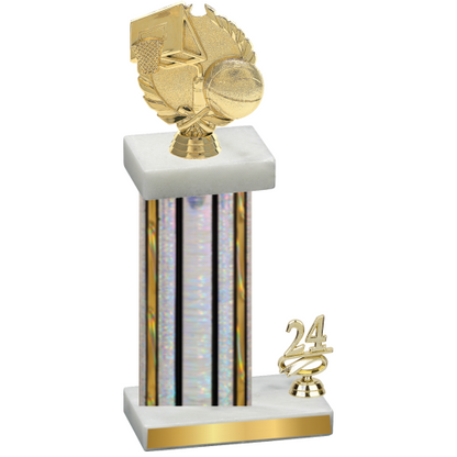 Accented Single Silver Glacier Year Basketball Trophy