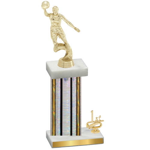 Accented Single Silver Glacier First Place Basketball Trophy