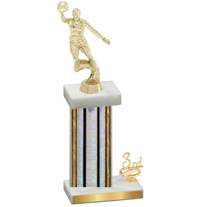 Accented Single Silver Glacier Third Place Basketball Trophy