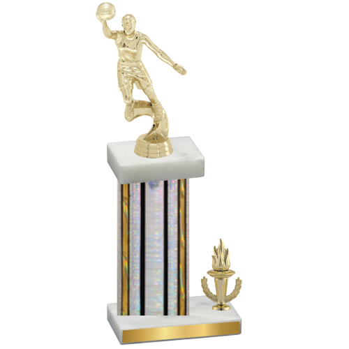 Accented Single Silver Glacier Victory Basketball Trophy