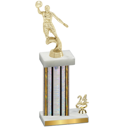 Accented Single Silver Glacier Year Basketball Trophy
