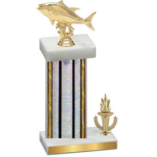 Accented Single Silver Glacier Victory Fishing Trophy