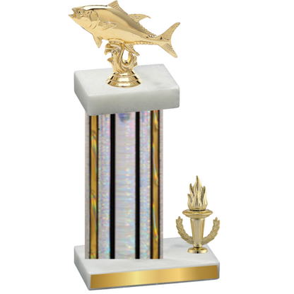Accented Single Silver Glacier Victory Fishing Trophy