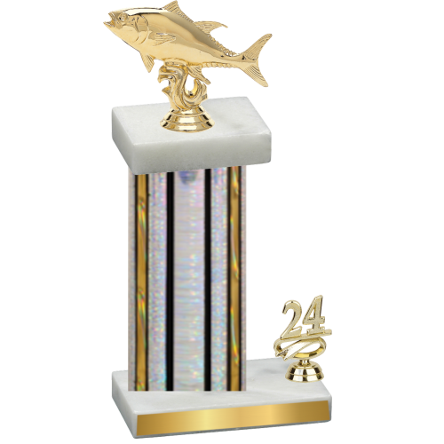 Accented Single Silver Glacier Year Fishing Trophy