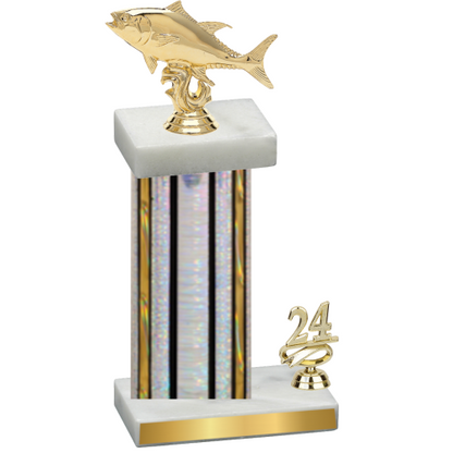Accented Single Silver Glacier Year Fishing Trophy