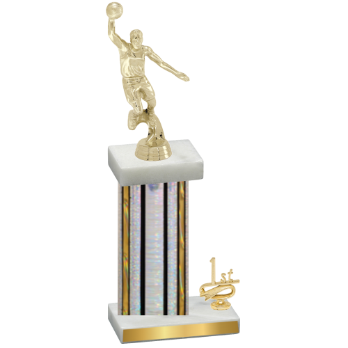 Accented Single Silver Glacier First Place Basketball Trophy