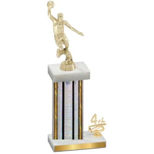 Accented Single Silver Glacier Fourth Place Basketball Trophy