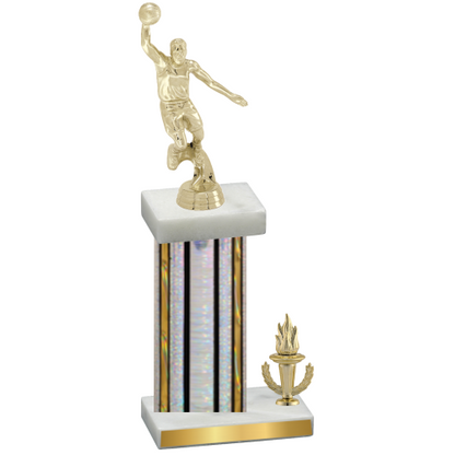 Accented Single Silver Glacier Victory Basketball Trophy