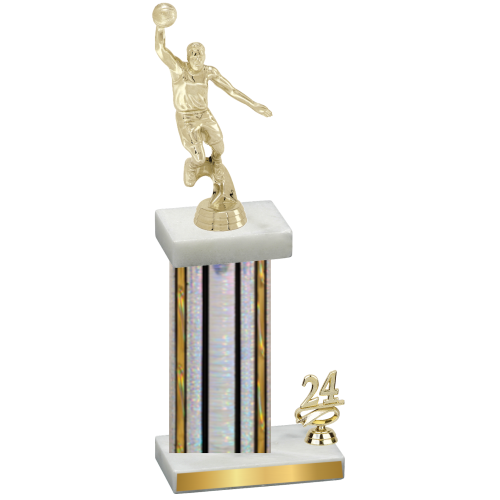 Accented Single Silver Glacier Year Basketball Trophy