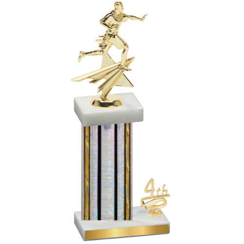 Accented Single Silver Glacier Fourth Place Flag Football Trophy