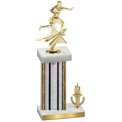 Accented Single Silver Glacier Victory Flag Football Trophy