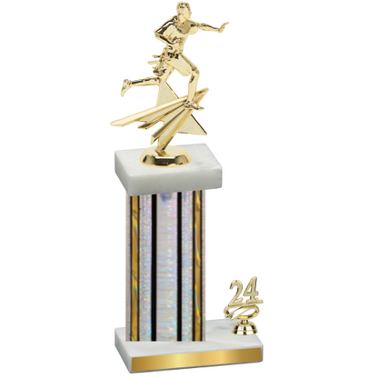 Accented Single Silver Glacier Year Flag Football Trophy