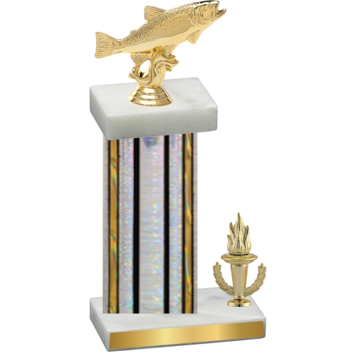 Accented Single Silver Glacier Victory Fishing Trophy
