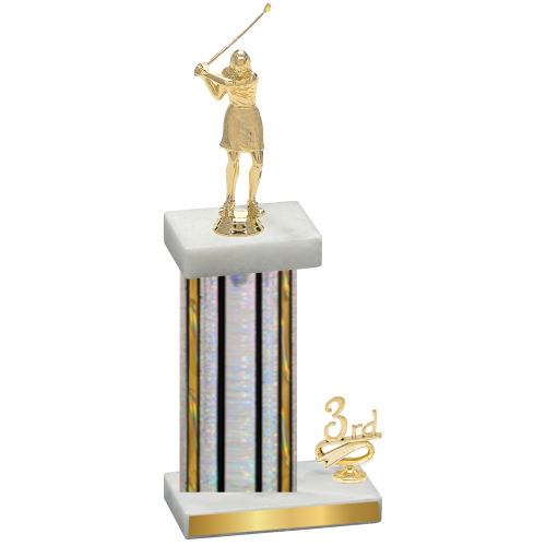 Accented Single Silver Glacier Third Place Golf Trophy
