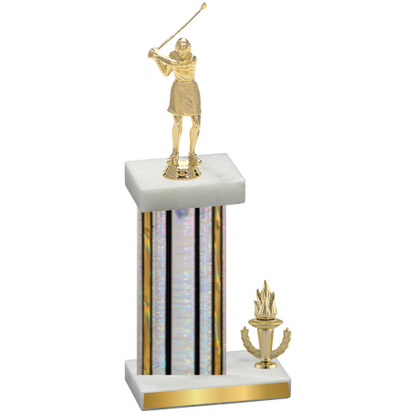Accented Single Silver Glacier Victory Golf Trophy