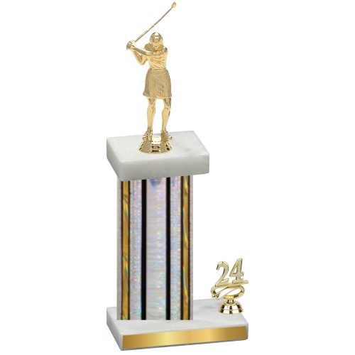 Accented Single Silver Glacier Year Golf Trophy