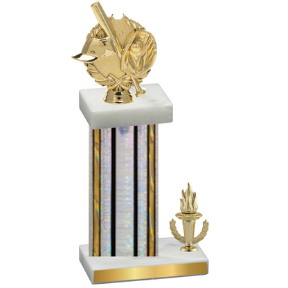 Accented Single Silver Glacier Victory Baseball Trophy
