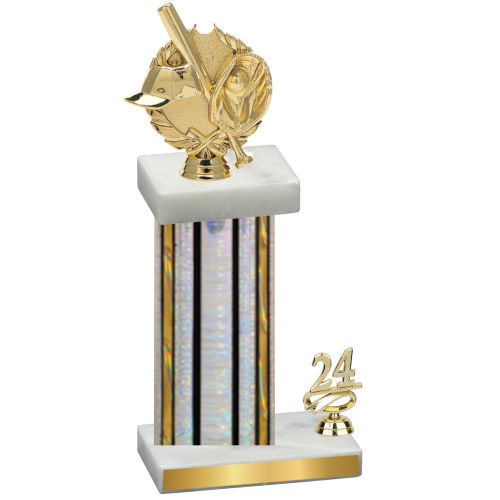 Accented Single Silver Glacier Year Baseball Trophy