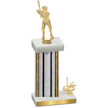 Accented Single Silver Glacier First Place Baseball Trophy