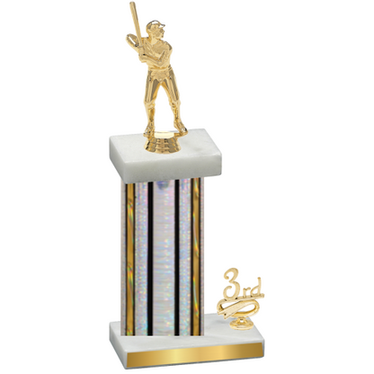 Accented Single Silver Glacier Third Place Baseball Trophy