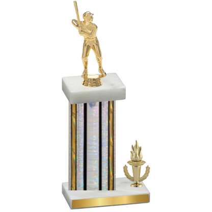 Accented Single Silver Glacier Victory Baseball Trophy