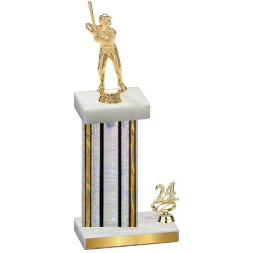 Accented Single Silver Glacier Year Baseball Trophy