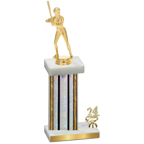 Accented Single Silver Glacier Year Softball Trophy