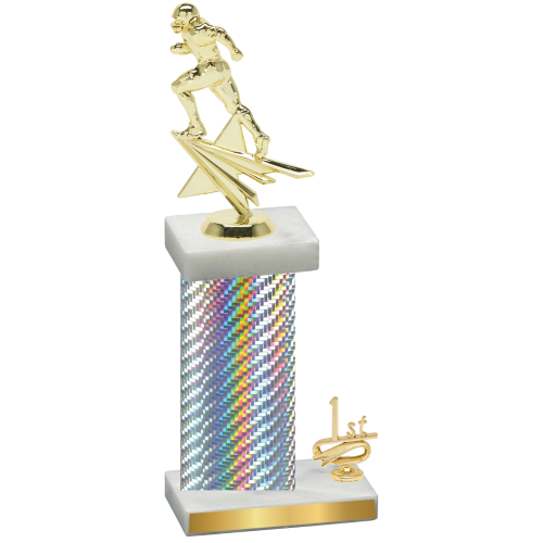 Accented Single Silver Carbon Fiber First Place Football Trophy