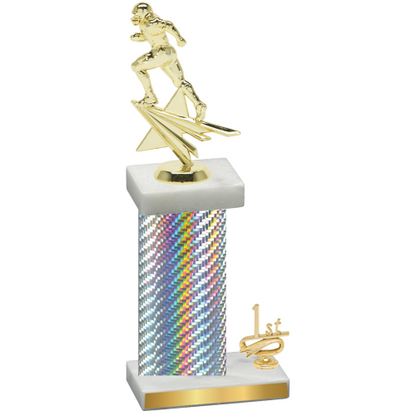 Accented Single Silver Carbon Fiber First Place Football Trophy