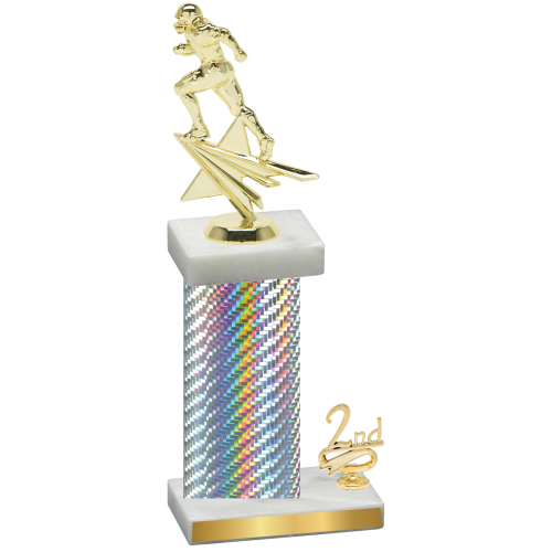 Accented Single Silver Carbon Fiber Second Place Football Trophy