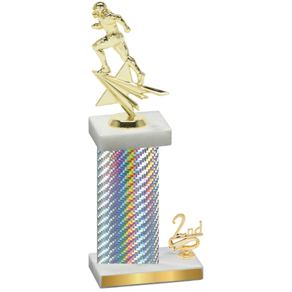 Accented Single Silver Carbon Fiber Second Place Football Trophy
