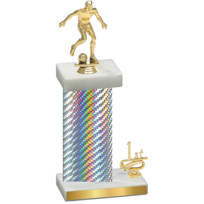 Accented Single Silver Carbon Fiber First Place Soccer Trophy