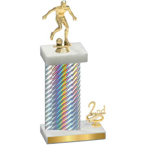 Accented Single Silver Carbon Fiber Second Place Soccer Trophy