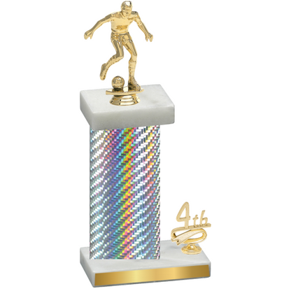 Accented Single Silver Carbon Fiber Fourth Place Soccer Trophy