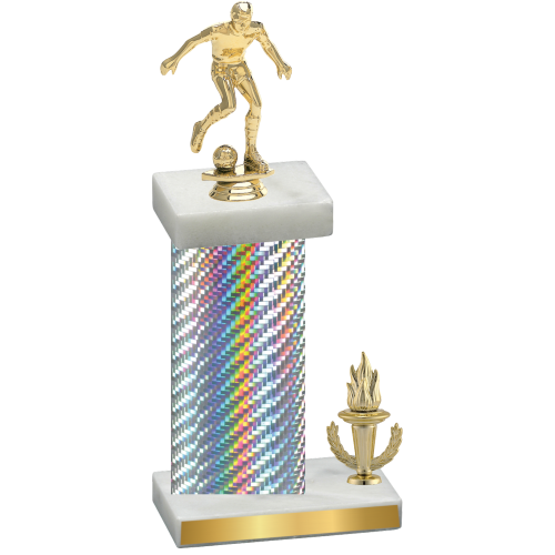 Accented Single Silver Carbon Fiber Victory Soccer Trophy