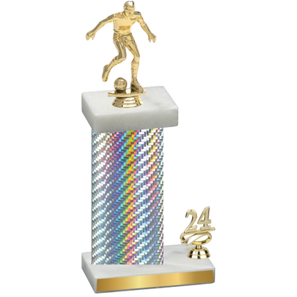 Accented Single Silver Carbon Fiber Year Soccer Trophy