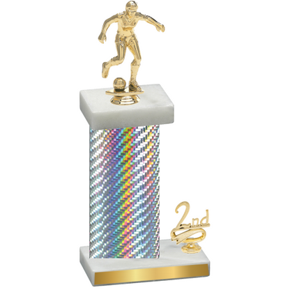 Accented Single Silver Carbon Fiber Second Place Soccer Trophy