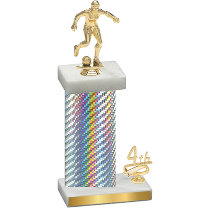 Accented Single Silver Carbon Fiber Fourth Place Soccer Trophy