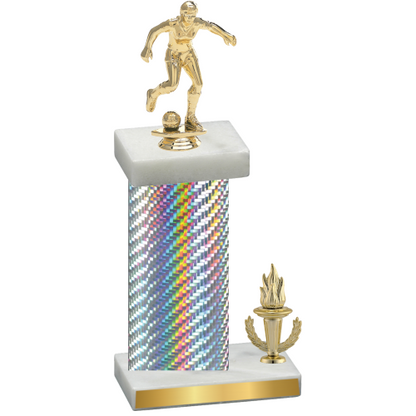 Accented Single Silver Carbon Fiber Victory Soccer Trophy