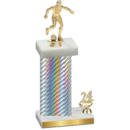 Accented Single Silver Carbon Fiber Year Soccer Trophy