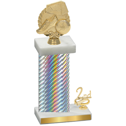 Accented Single Silver Carbon Fiber Second Place Soccer Trophy